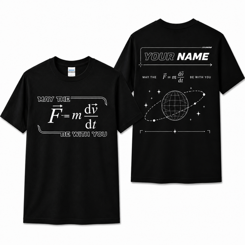 Personalized Funny Science Nerd May The F=m*dv/dt Be With You Unisex T-Shirt