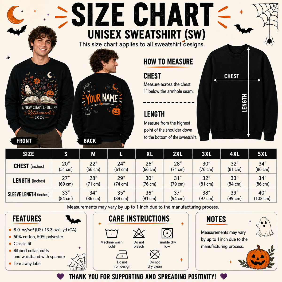 Custom Retro Halloween Teacher Retirement Sweatshirt A New Chapter Begins