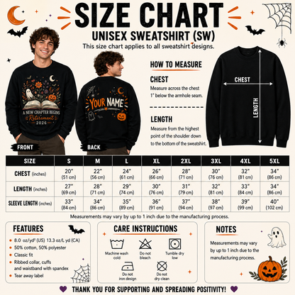 Custom Retro Halloween Teacher Retirement Sweatshirt A New Chapter Begins
