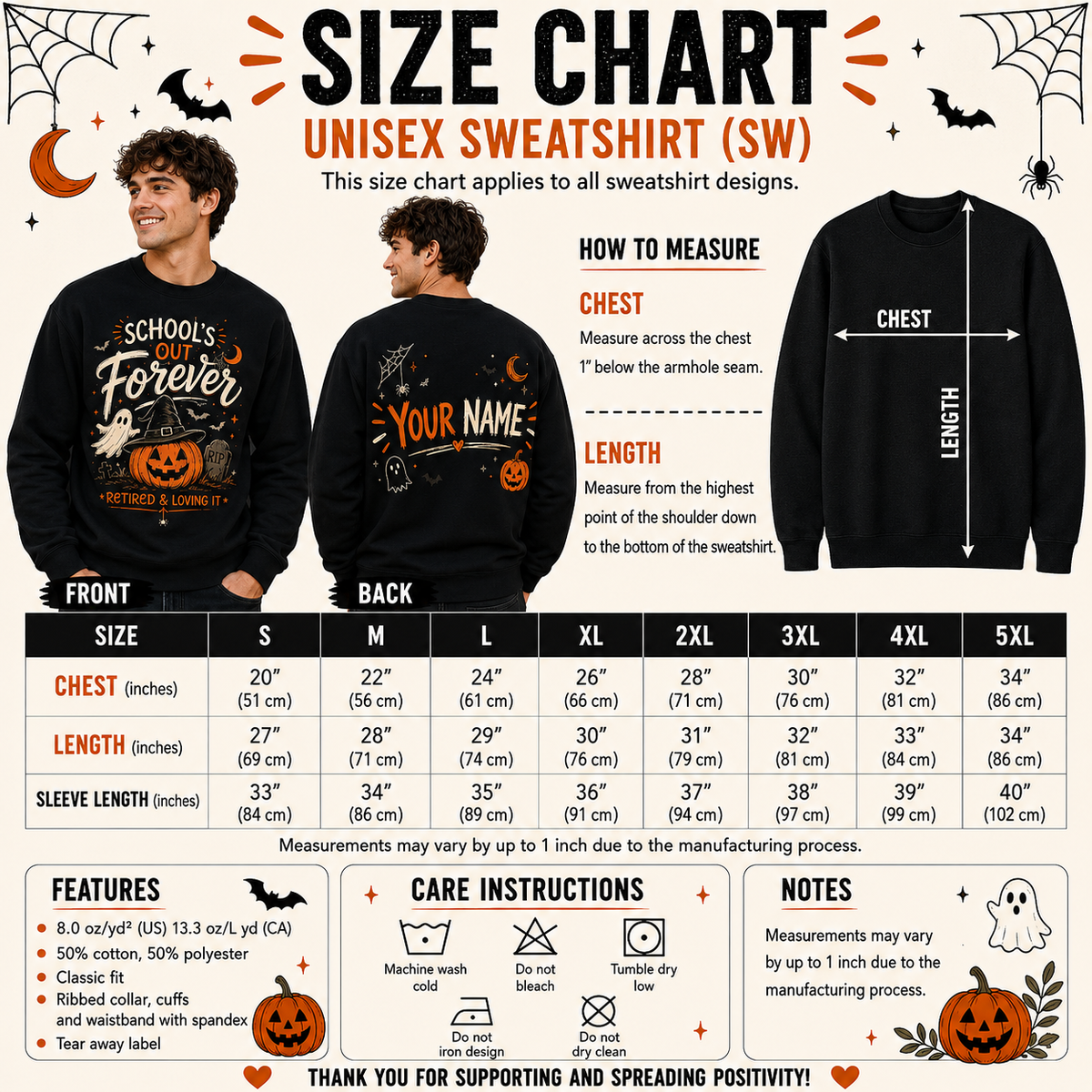 Custom Halloween Teacher Retirement Sweatshirt School's Out Forever Gift