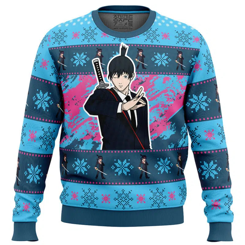 Christmas Aki Chainsaw Man Ugly Christmas Sweater