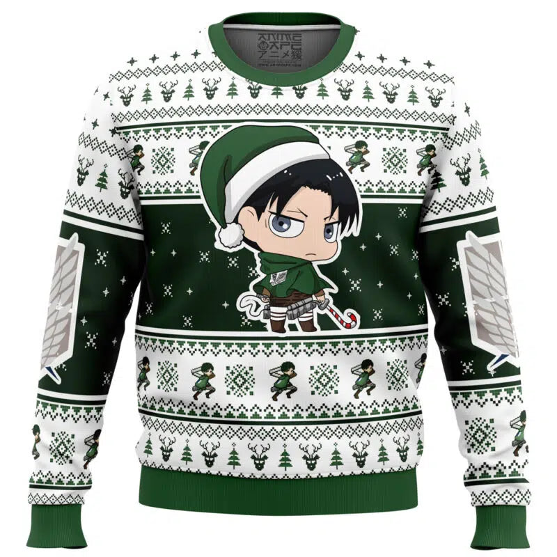 Christmas Chibi Levi Attack on Titan Ugly Christmas Sweater