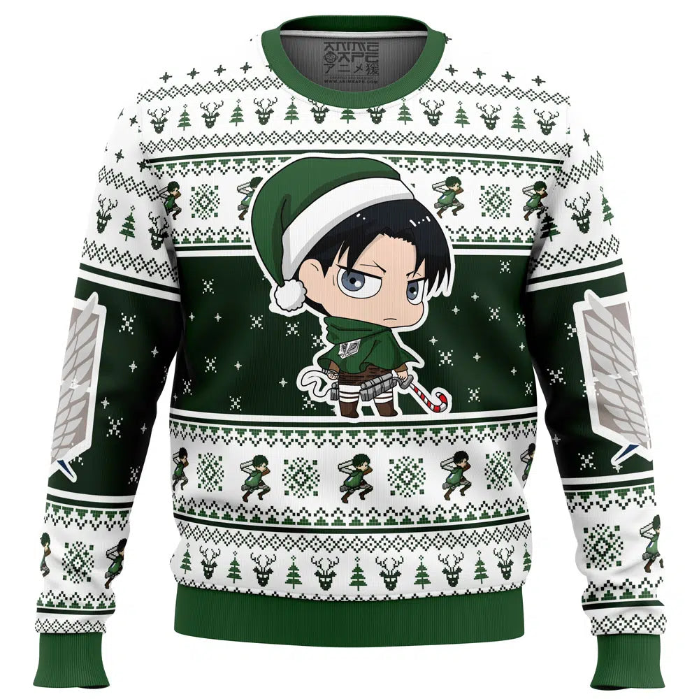Christmas Chibi Levi Attack on Titan Ugly Christmas Sweater