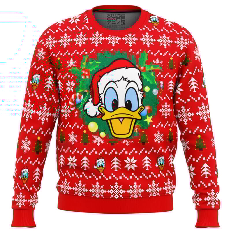 Donald Duck Christmas Head Ugly Christmas Sweater
