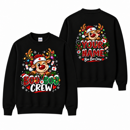 Nurse Christmas Sweatshirt Boo Boo Crew Reindeer Personalized Gift