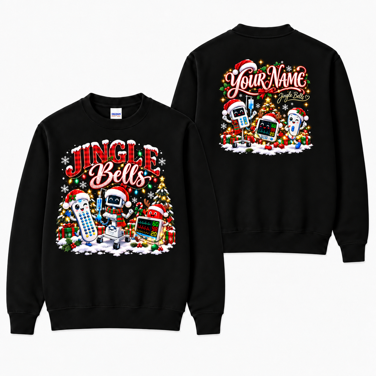 Personalized Christmas Nurse Sweatshirt Jingle Bells Medical Equipment Gift