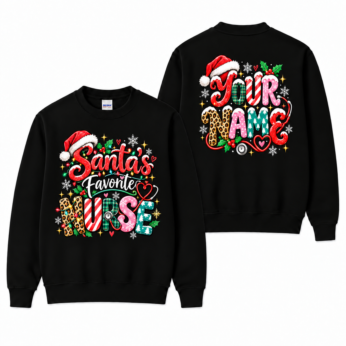 Personalized Christmas Nurse Sweatshirt Santas Favorite Nurse Custom Name
