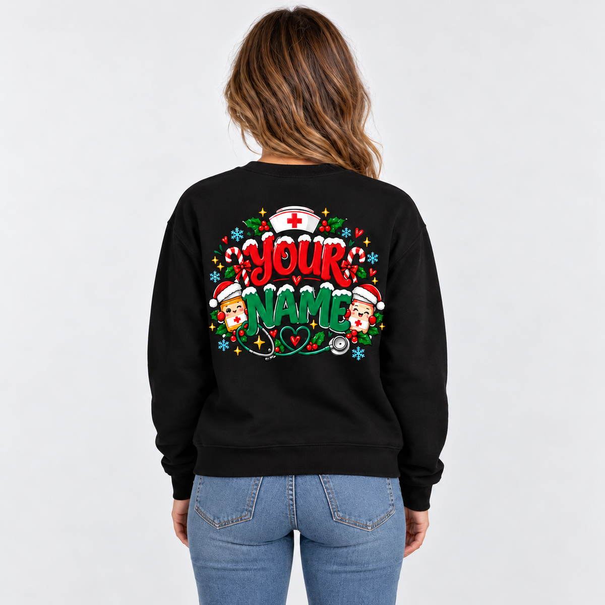 Christmas Nurse Social Club Sweatshirt Custom Name Funny Holiday Nurse Gift