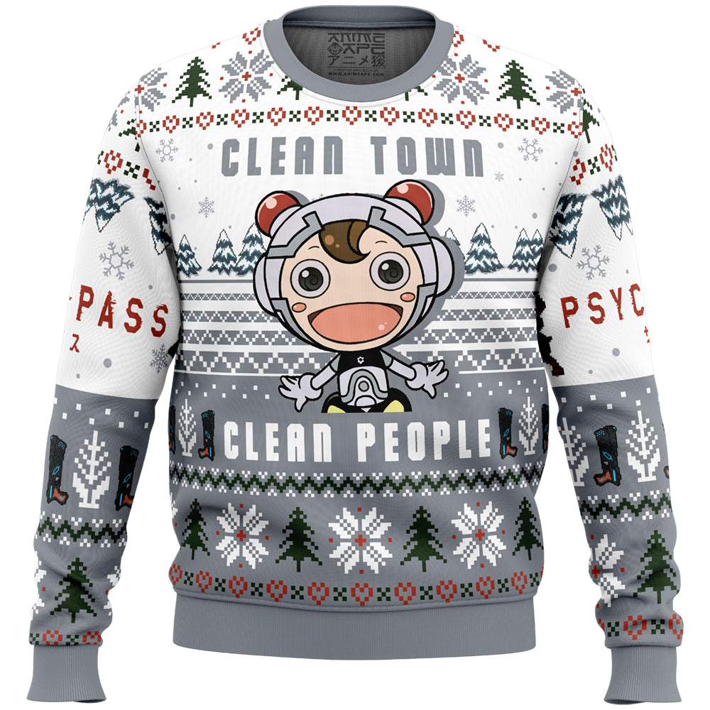 Clean Town Clean People Psycho-Pass Ugly Christmas Sweater