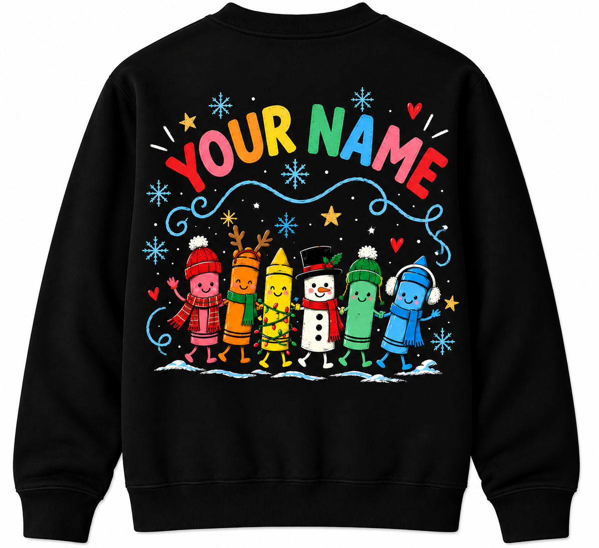 Personalized Custom Christmas Crayons Winter Squad Cute Teacher Sweatshirt