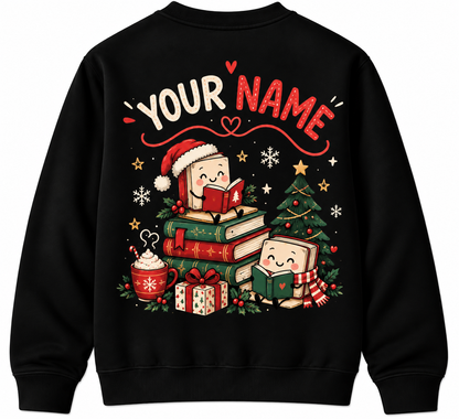 Personalized Custom Oh What Fun It Is To Read Cute Christmas Book Lover Teacher Sweatshirt