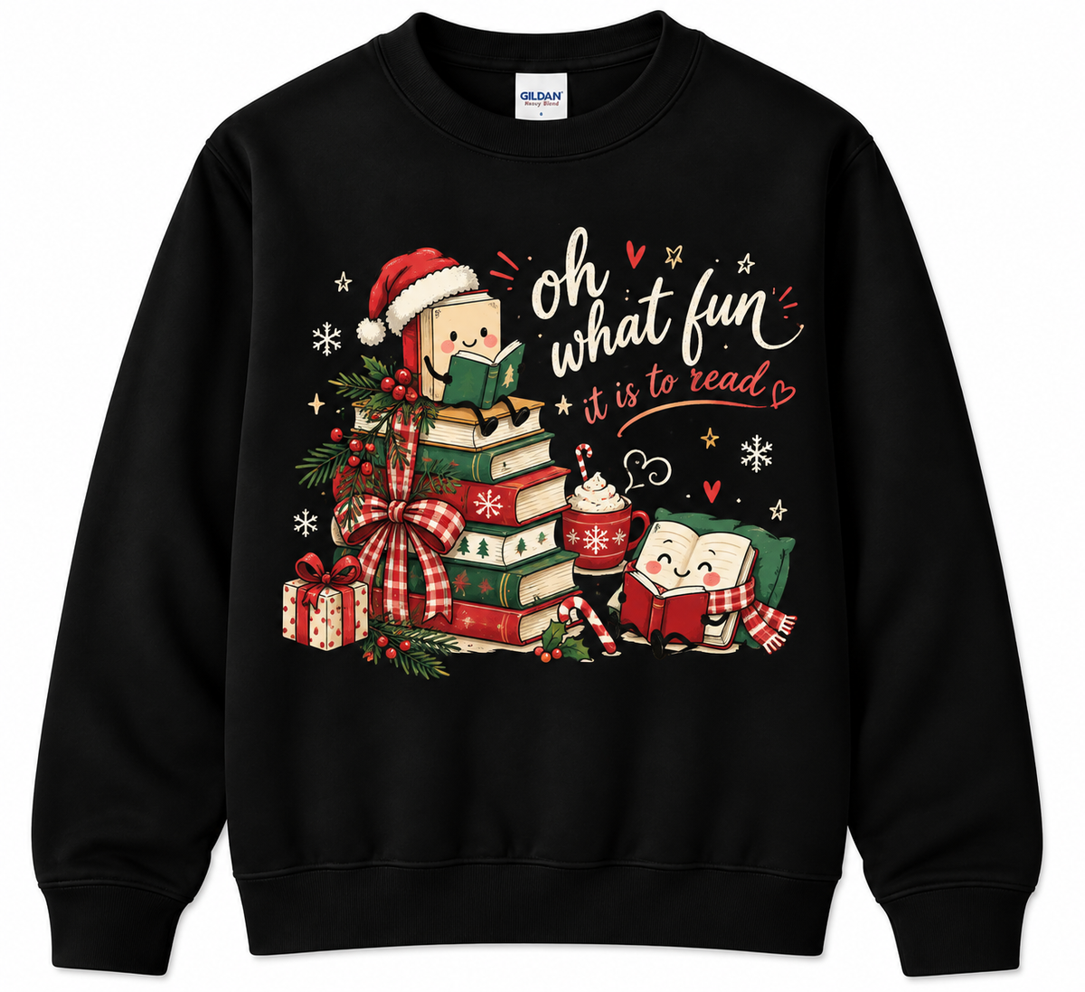 Personalized Custom Oh What Fun It Is To Read Cute Christmas Book Lover Teacher Sweatshirt