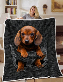 Dachshund Pocket Farbic Blanket Throws - Soft Lightweight Cozy Blanket - Suitable For All Season