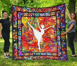 Ballet Dance Paint Art Color Quilt Full Print Soft Material Multiple Size - Best Gift For Ballet Dancer