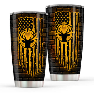 Deer Hunting Art LED Light Normal Tumbler - 20oz Stainless Steel Tumbler Cup - Daily Gift For Men And Women