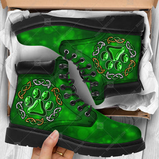 Dog Celtic Ornament All Season Boots All Over Print Vegan Leather Boots Combat Boots For Men And Women