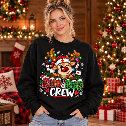 Nurse Christmas Sweatshirt Boo Boo Crew Reindeer Personalized Gift