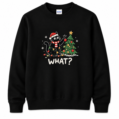 Personalized Custom Black Cat What Christmas Tree Cute Teacher Sweatshirt