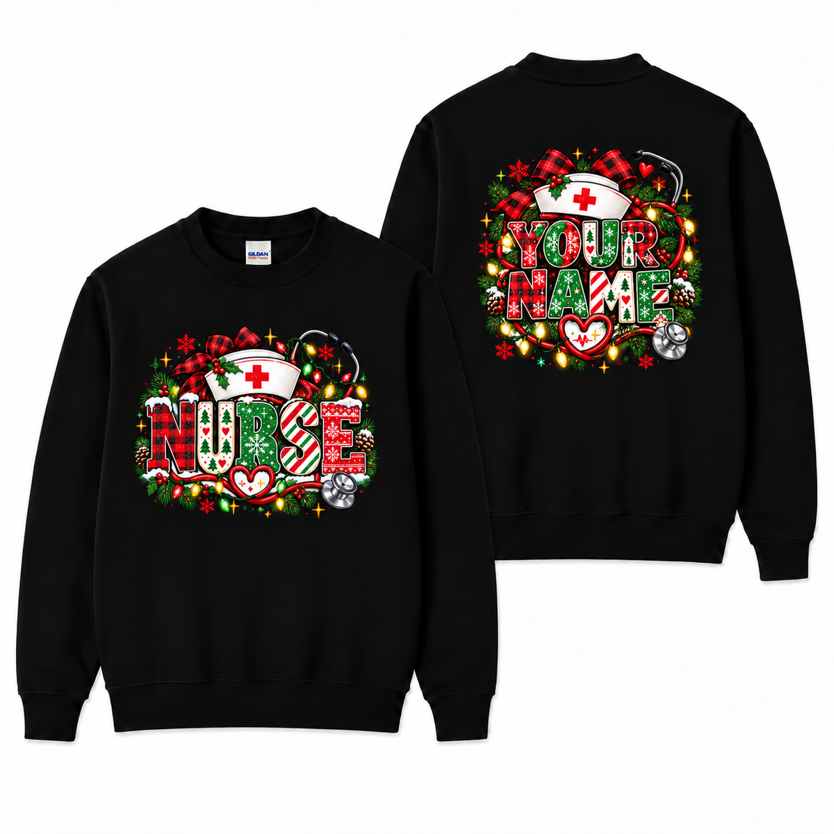 Personalized Christmas Nurse Sweatshirt Custom Name Holiday Gift for Nurses
