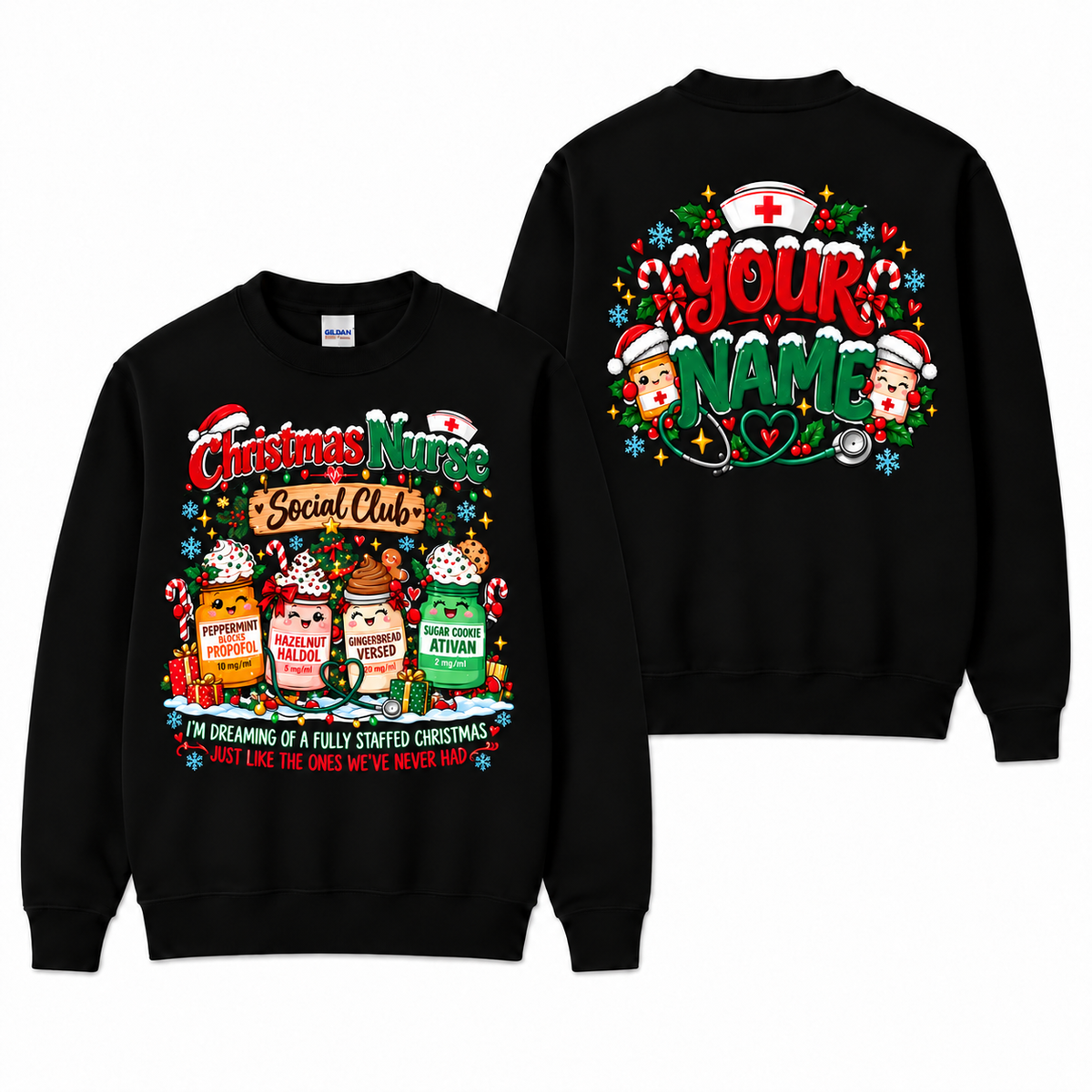 Christmas Nurse Social Club Sweatshirt Custom Name Funny Holiday Nurse Gift