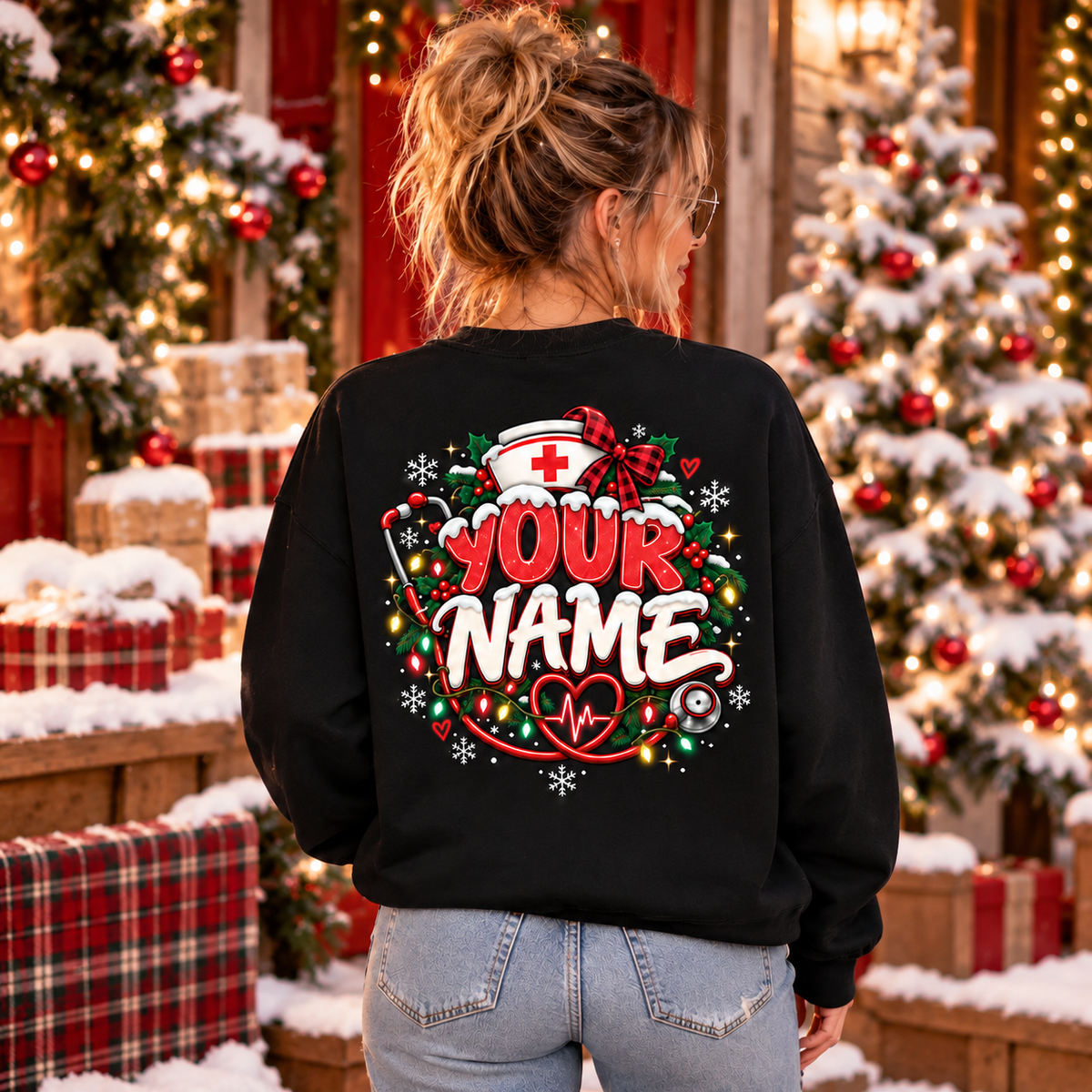 Personalized Nurse Christmas Sweatshirt Silent Night Not in This Ward Gift