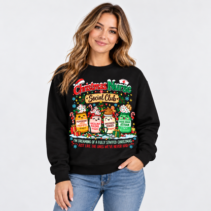 Christmas Nurse Social Club Sweatshirt Custom Name Funny Holiday Nurse Gift