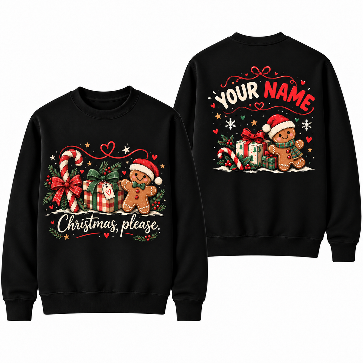 Personalized Custom Christmas Please Cute Gingerbread Man Teacher Holiday Sweatshirt