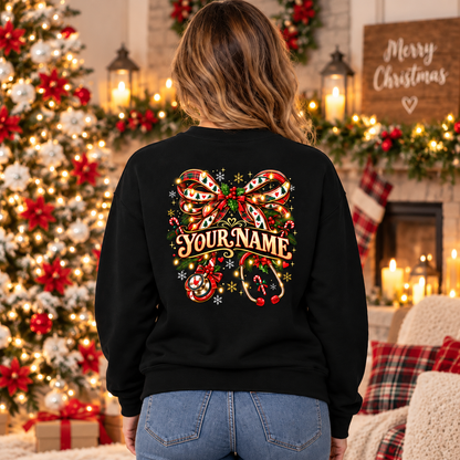 Personalized Christmas Nurse Sweatshirt Festive Bow Stethoscope Custom Name