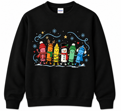 Personalized Custom Christmas Crayons Winter Squad Cute Teacher Sweatshirt