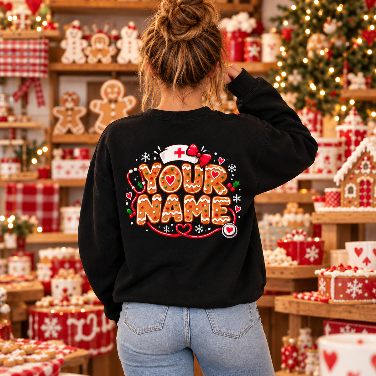 Personalized Christmas Nurse Sweatshirt Gingerbread Nurses Custom Name Gift