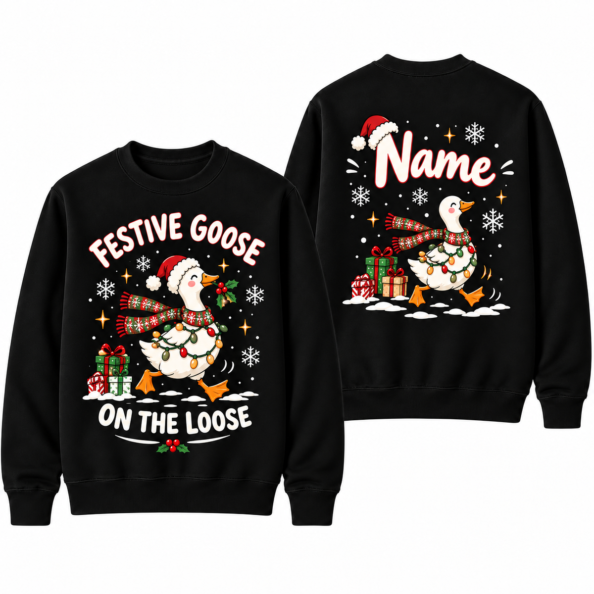 Personalized Custom Festive Goose On The Loose Cute Teacher Christmas Sweatshirt