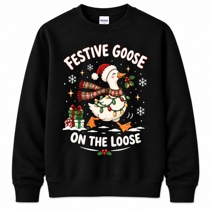Personalized Custom Festive Goose On The Loose Cute Teacher Christmas Sweatshirt