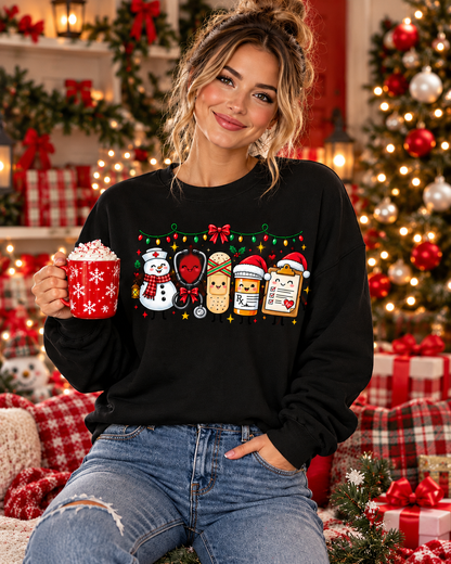 Personalized Christmas Nurse Sweatshirt with Cute Snowman and Stethoscope