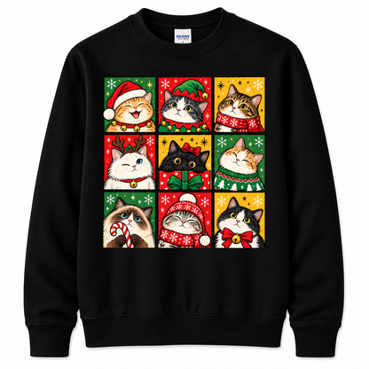 Personalized Custom Christmas Cats Festive Cat Lover Teacher Holiday Sweatshirt