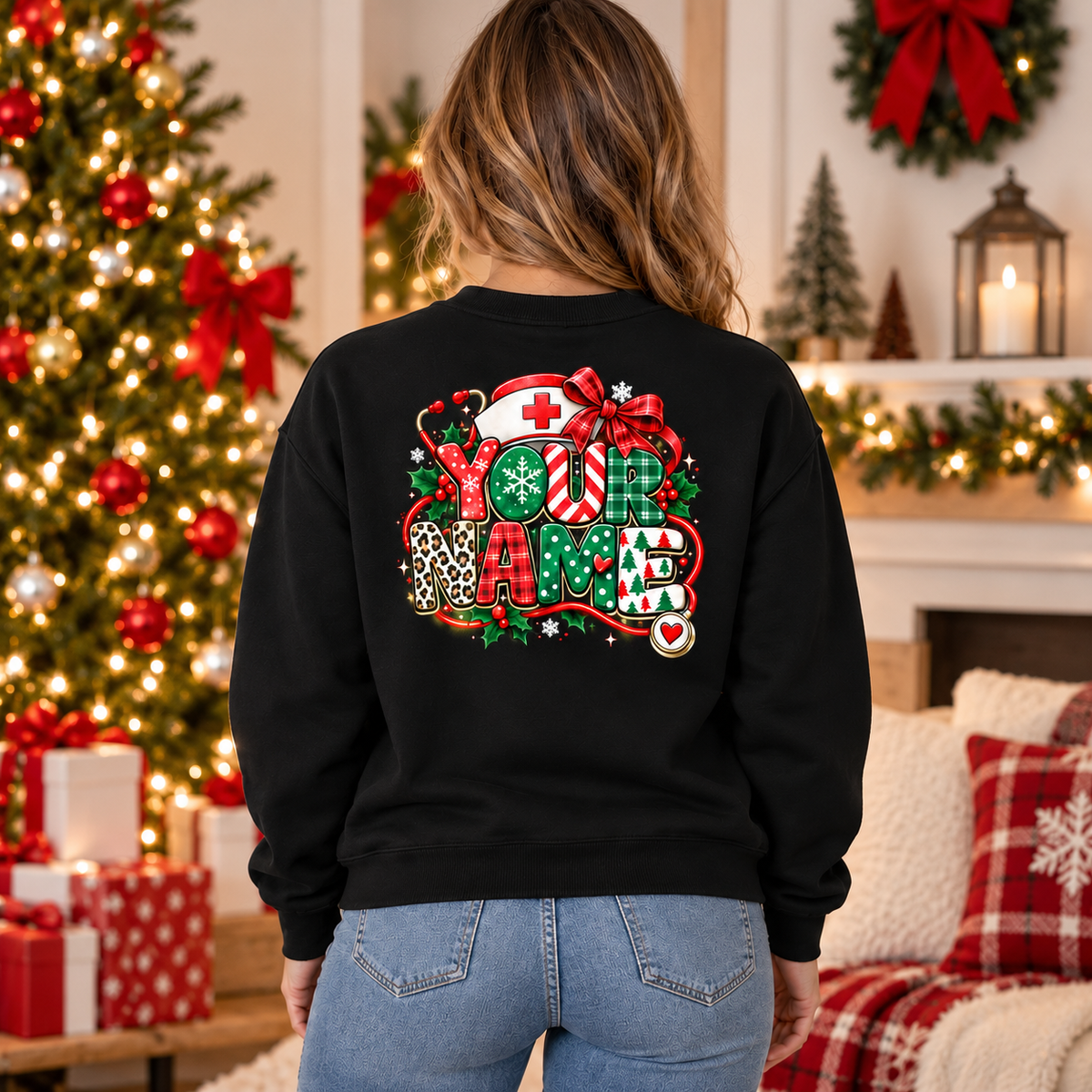 Personalized Christmas Nurse Sweatshirt Jolly Nurse Custom Name Gift