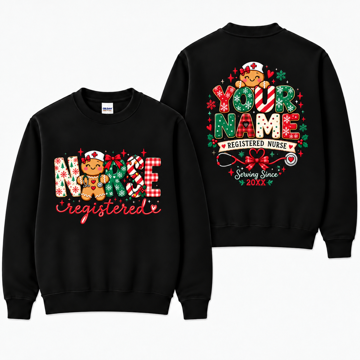 Personalized Christmas Nurse Sweatshirt Gingerbread Registered Nurse Gift