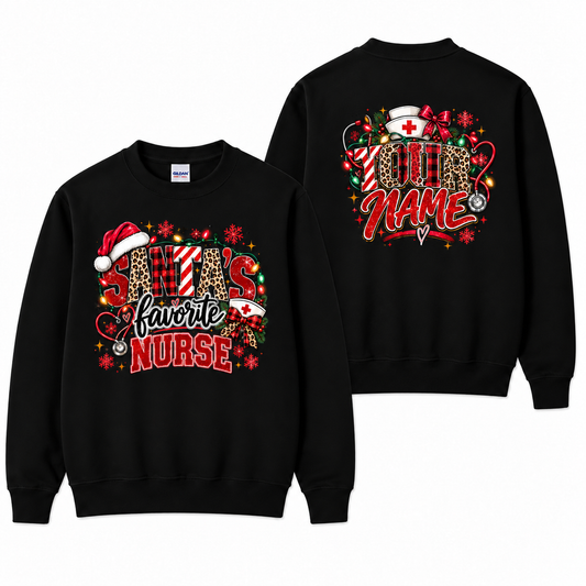 Personalized Christmas Nurse Sweatshirt Santas Favorite Nurse Custom Name