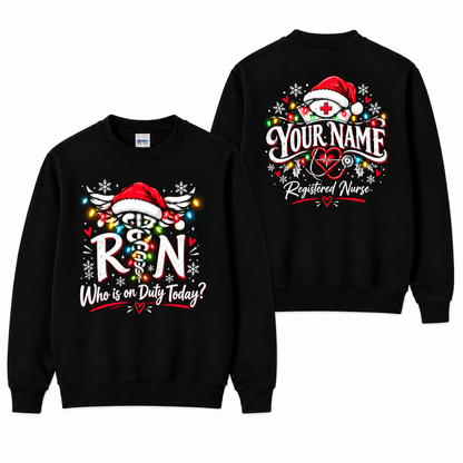 Personalized Christmas Nurse Sweatshirt RN on Duty Custom Name Gift for Her  Sao chép tiêu đề