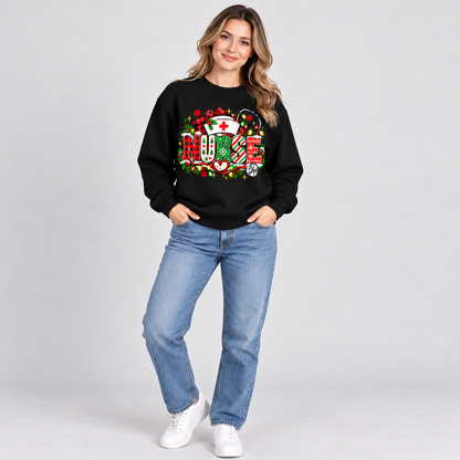 Personalized Christmas Nurse Sweatshirt Custom Name Holiday Gift for Nurses