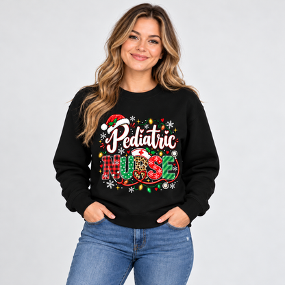 Personalized Pediatric Nurse Christmas Sweatshirt Custom Name Holiday Gift