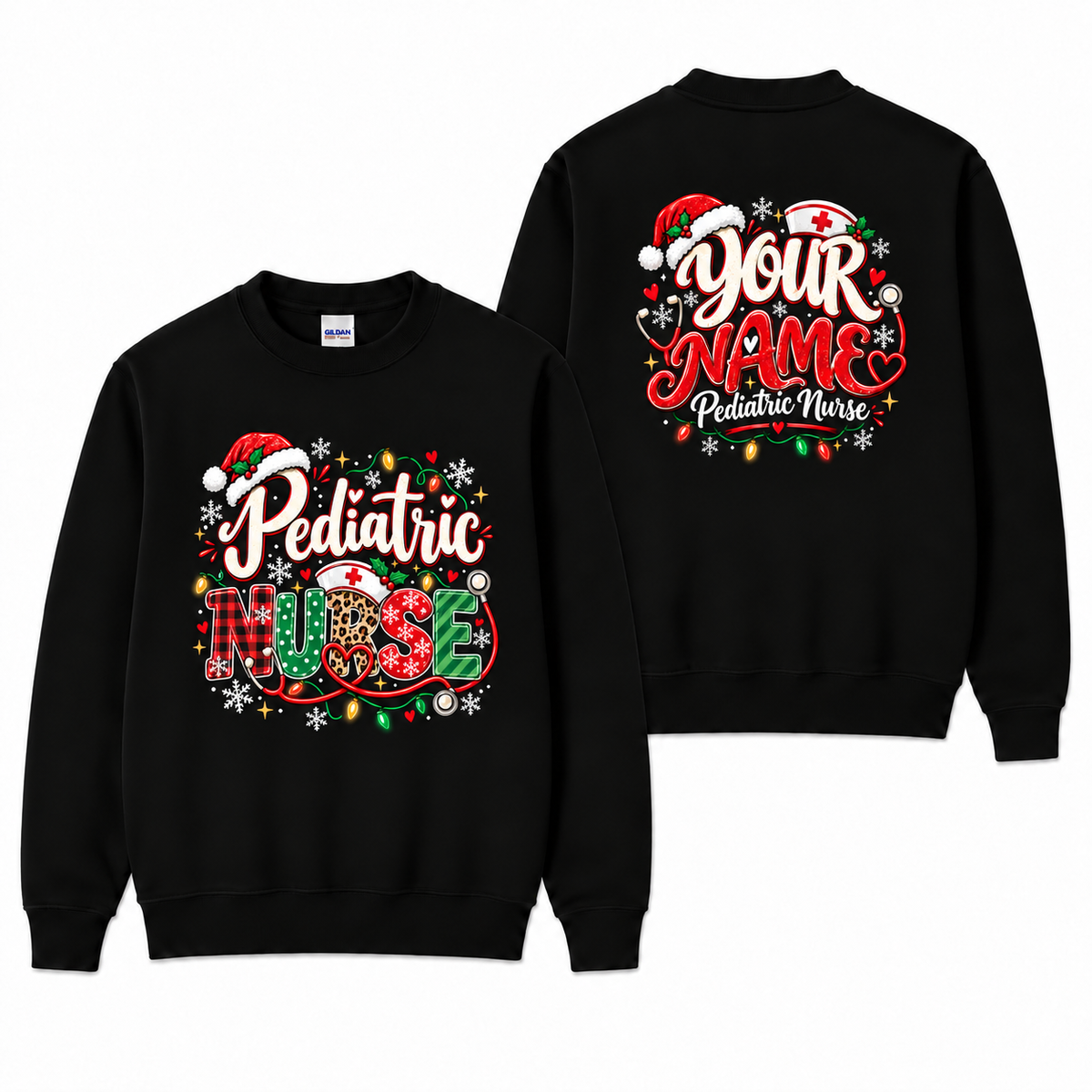 Personalized Pediatric Nurse Christmas Sweatshirt Custom Name Holiday Gift