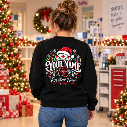 Personalized Christmas Nurse Sweatshirt RN on Duty Custom Name Gift for Her  Sao chép tiêu đề