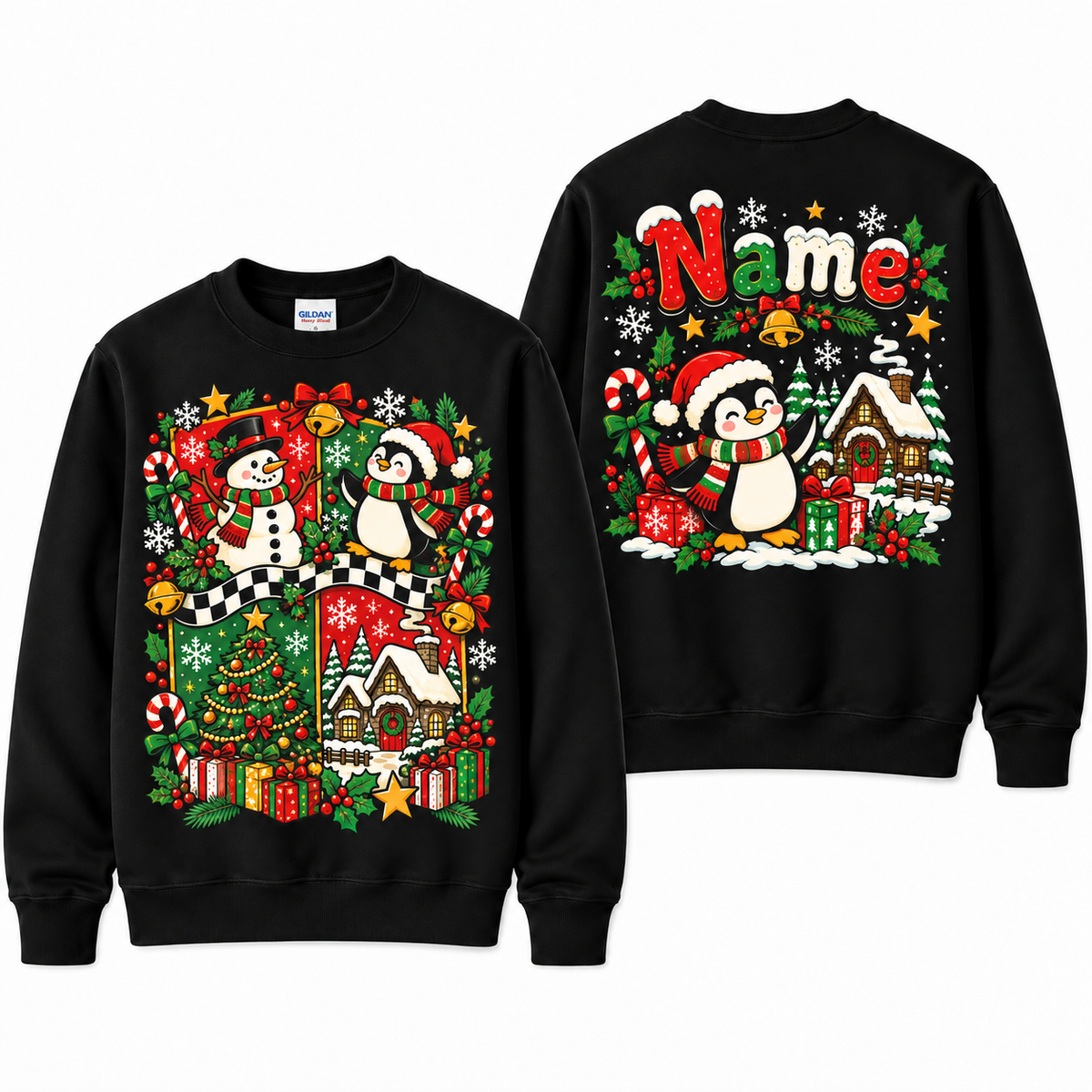 Personalized Custom Christmas Penguin Winter Village Cute Teacher Sweatshirt