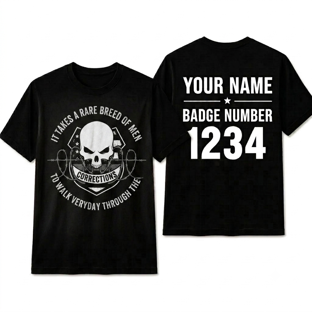 Custom Proud Correctional Officer Shirt | Personalized Name Badge Number Gates of Hell Prison Guard