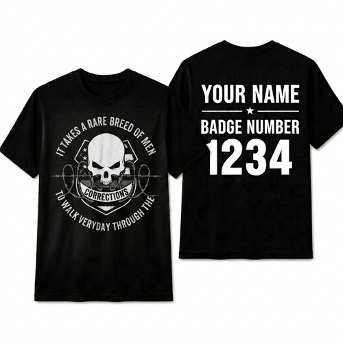 Custom Proud Correctional Officer Shirt | Personalized Name Badge Number Gates of Hell Prison Guard