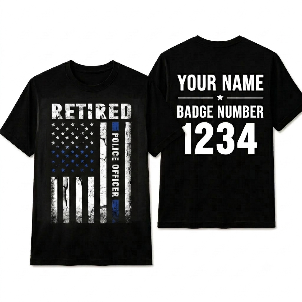 Retired Police Officer American Flag Shirt - Patriotic Law Enforcement Retirement Gift