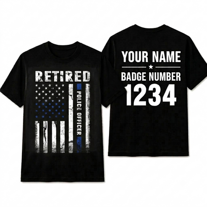Retired Police Officer American Flag Shirt - Patriotic Law Enforcement Retirement Gift