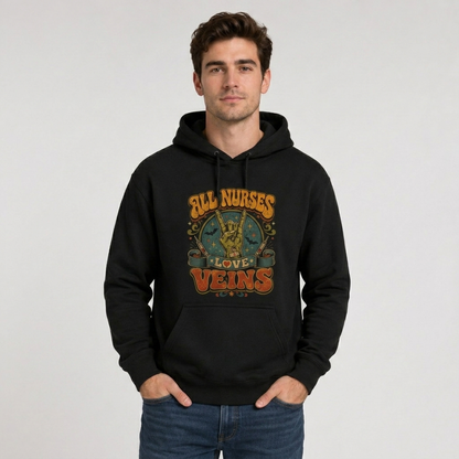 Personalized Nurse Hoodie, All Nurses Love Veins, Skeleton Graphic