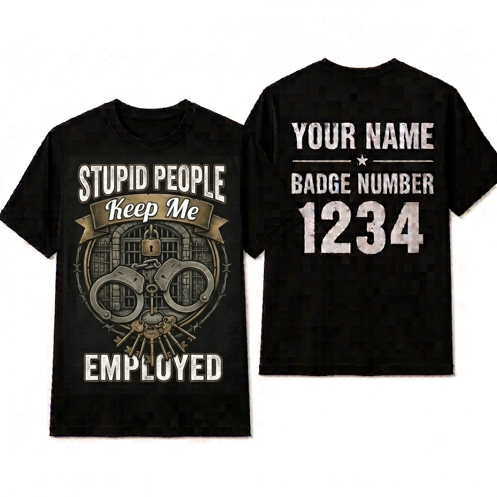 Funny Corrections Officer Shirt - Custom Name Law Enforcement Handcuffs Sarcastic Tee