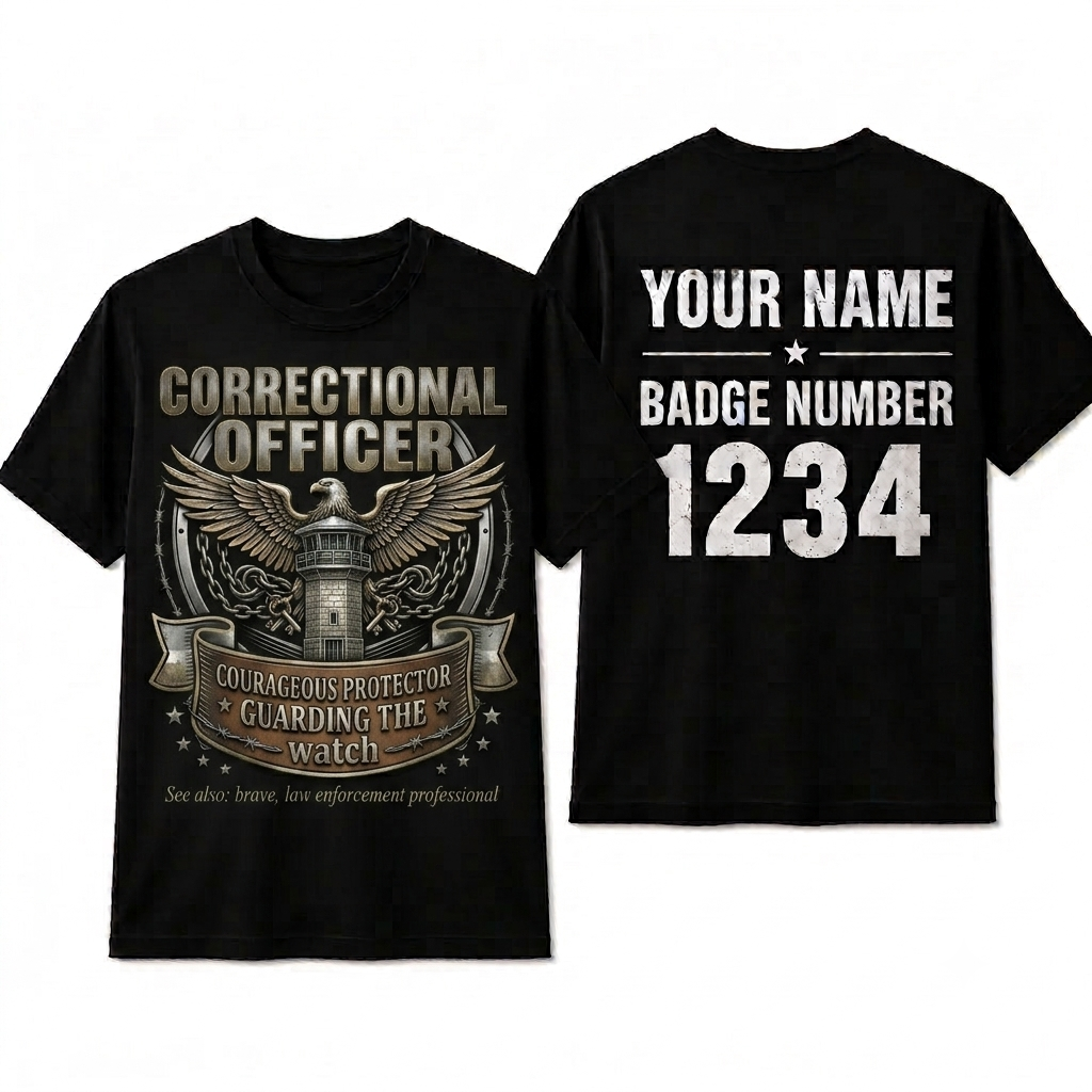 Custom Corrections Officer Shirt | Personalized Thin Silver Line CO Gear T-Shirt | Premium Prison Guard Law